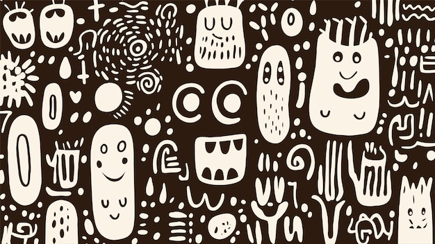 Free Vector doodle monsters pattern