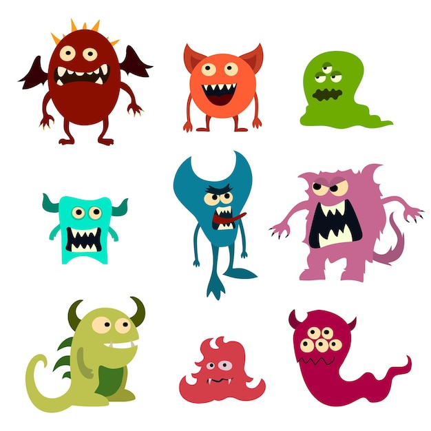 Free vector doodle monsters set