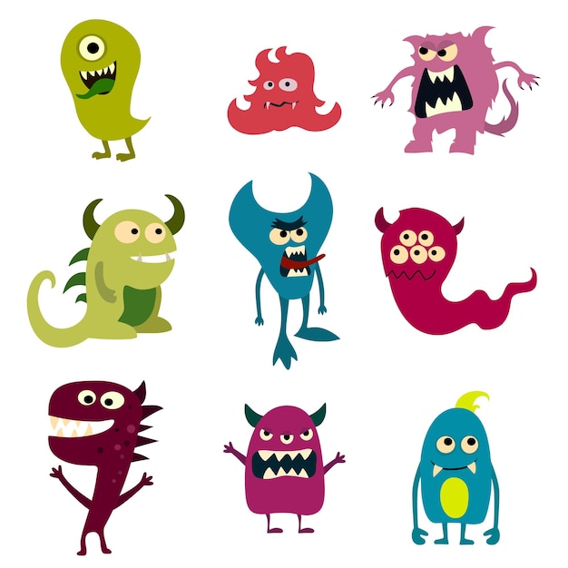 Free vector doodle monsters set