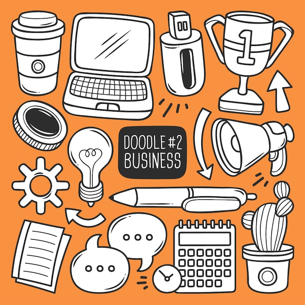 Free vector doodle office supplies set