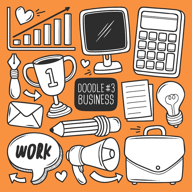 Free vector doodle office supplies set