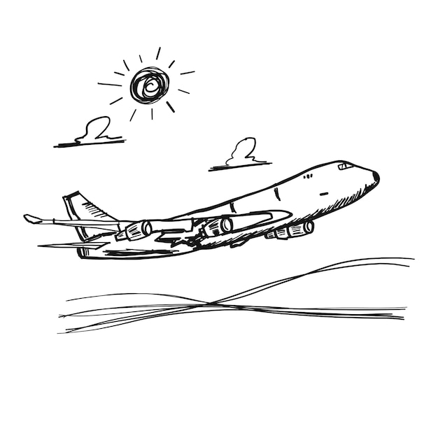 Free Vector doodle plane 