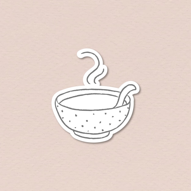 Doodle soup bowl sticker vector