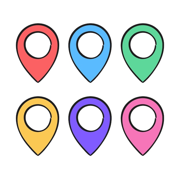 Free vector doodle style location pins set