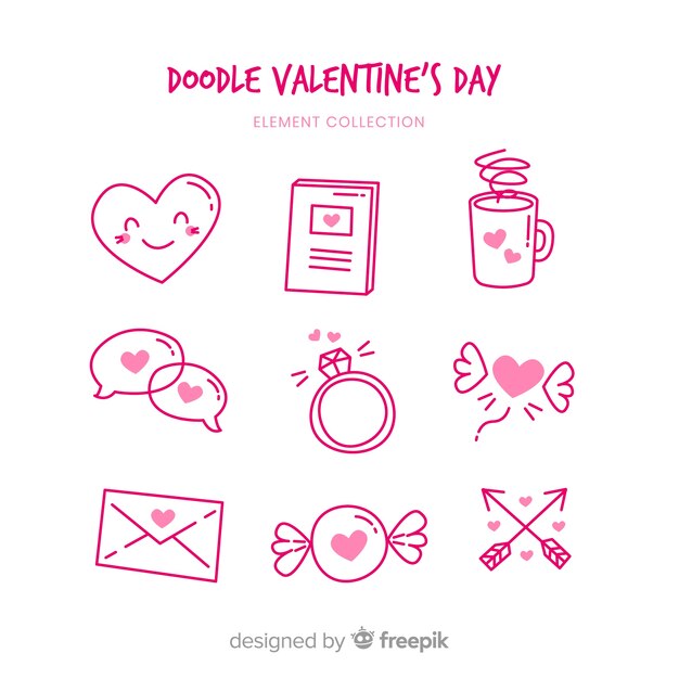 Doodle valentine elements pack