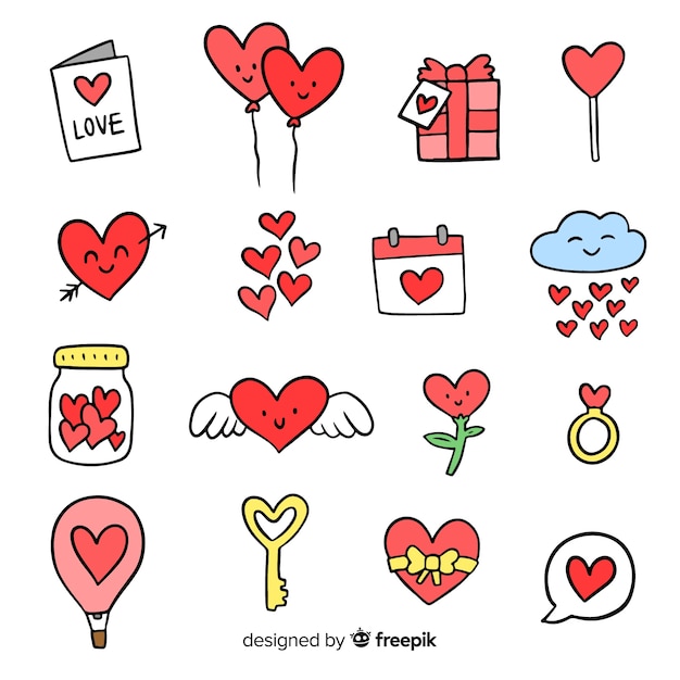 Doodle valentine elements pack