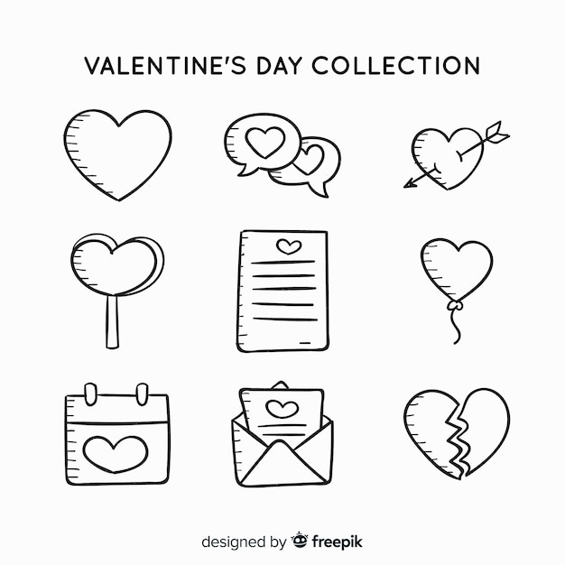 Doodle valentine label collection