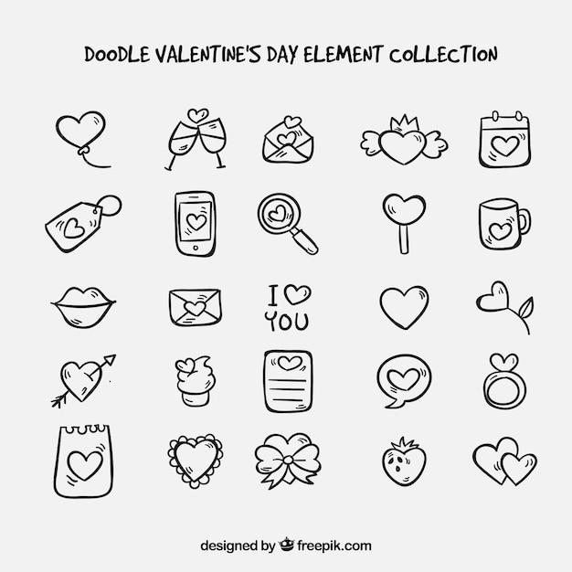 Doodle valentine's day element collection