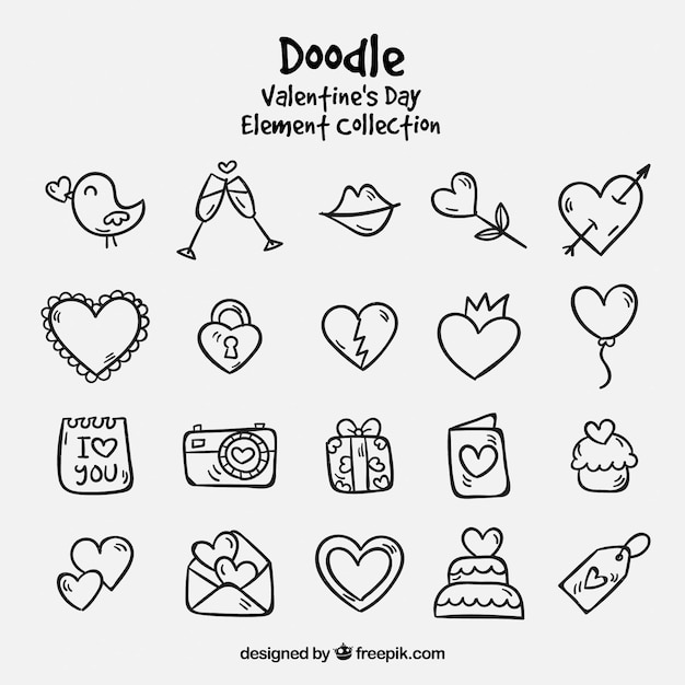 Doodle valentine's day element collection