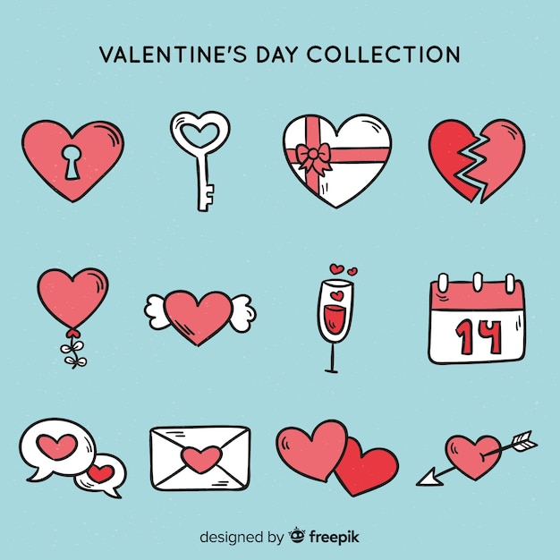 Free Vector doodle valentine's day elements