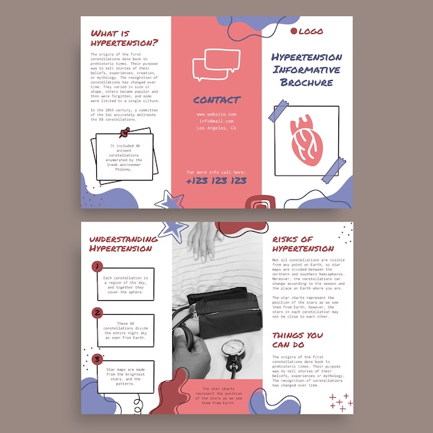 Doodle waves hypertension informative trifold brochure