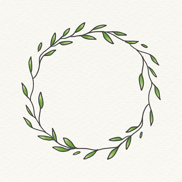 Free vector doodle wreath frame on beige background vector