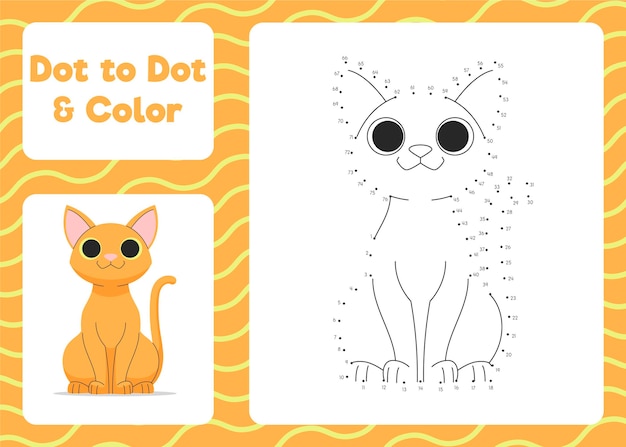 Dot to dot worksheet with cat