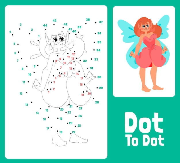 Free Vector dot to dot worksheet with fairy