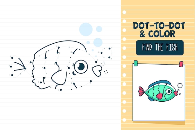 Free Vector dot to dot worksheet with fish