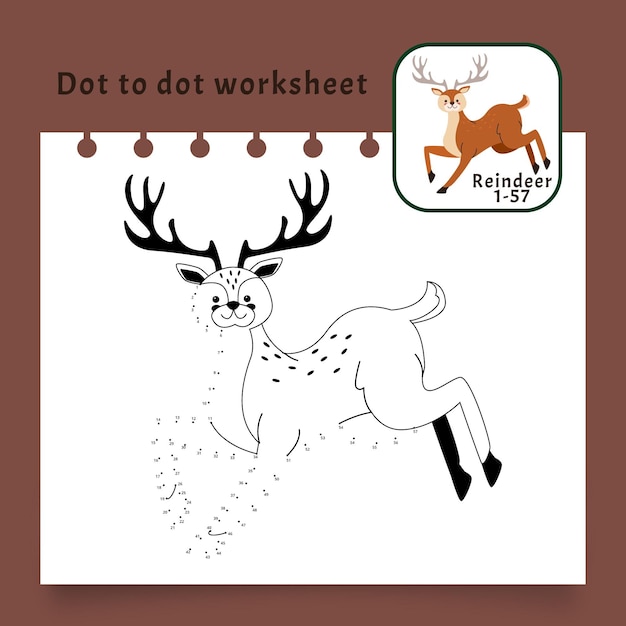 Dot to dot worksheet with reindeer