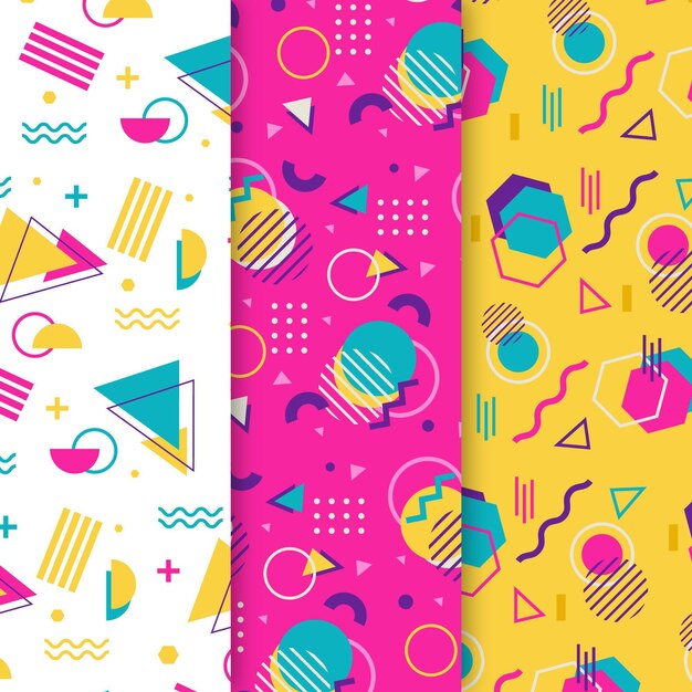 Dots and shapes memphis seamless pattern