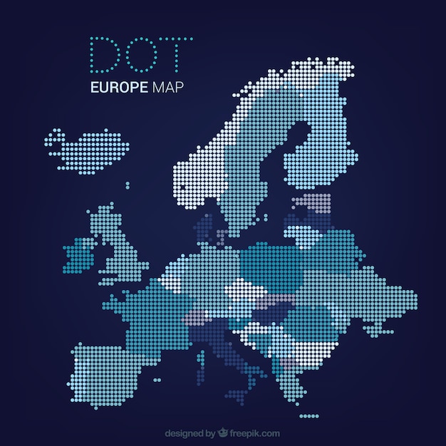 Free Vector dotted europe map in blue tones