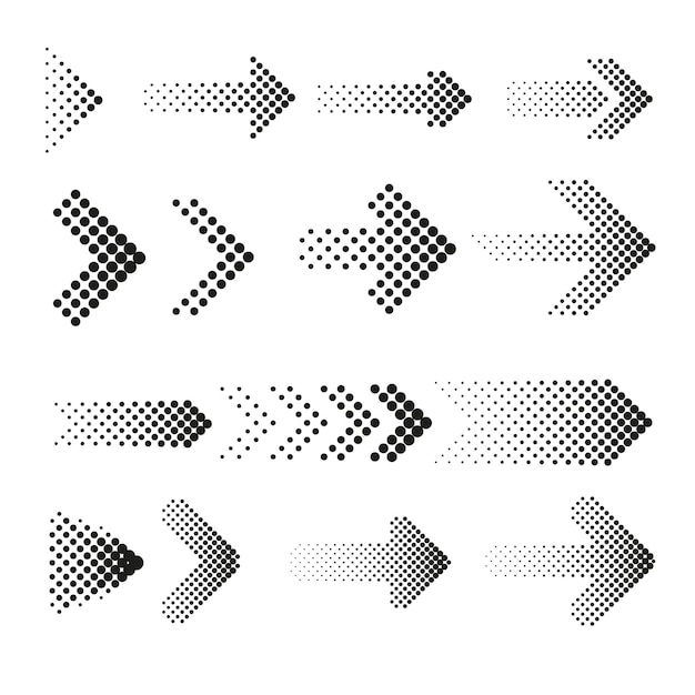 Dotted halftone arrows set