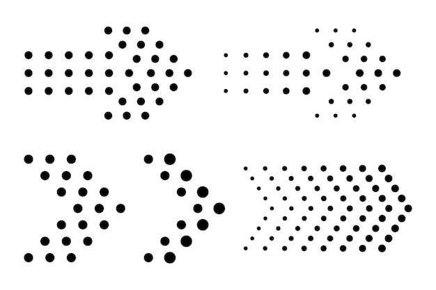 Free vector dotted right arrows set