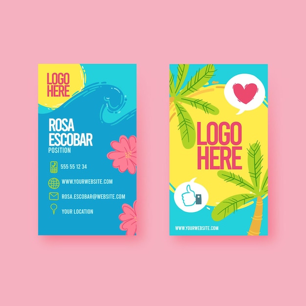 Double-sided business card vertical