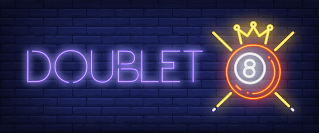 Free Vector doublet neon text with ball, crown and cues