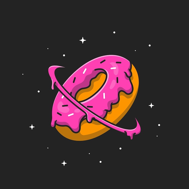 Free Vector doughnut planet. flat cartoon style