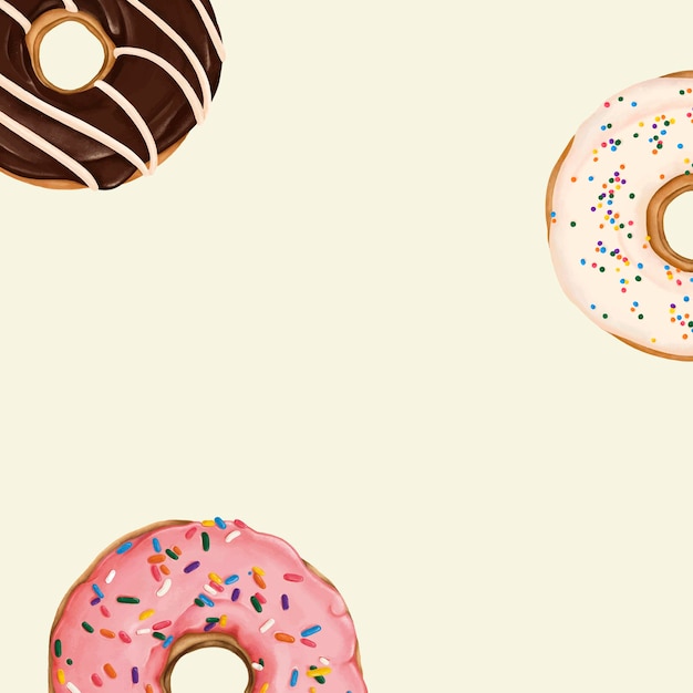 Free Vector doughnuts patterned on beige background vector