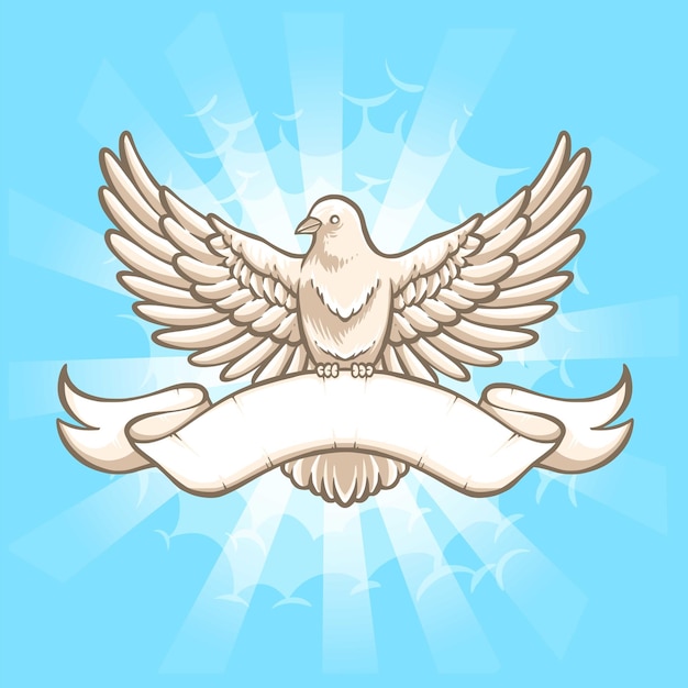 Free Vector dove flying with banner illustration