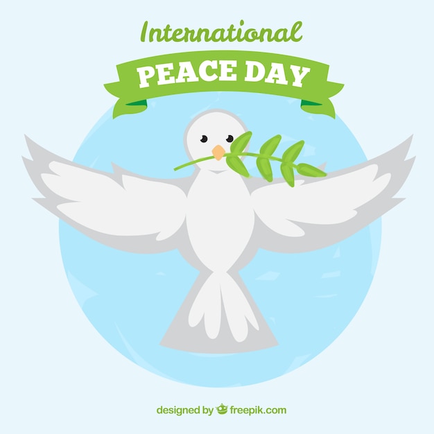 Free Vector dove holding an olive branch in its beak background