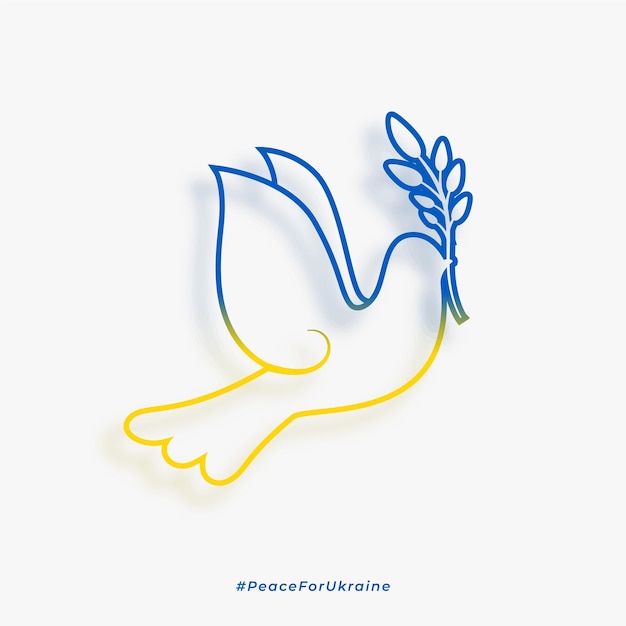 Dove peace bird in ukraine flag colors concept