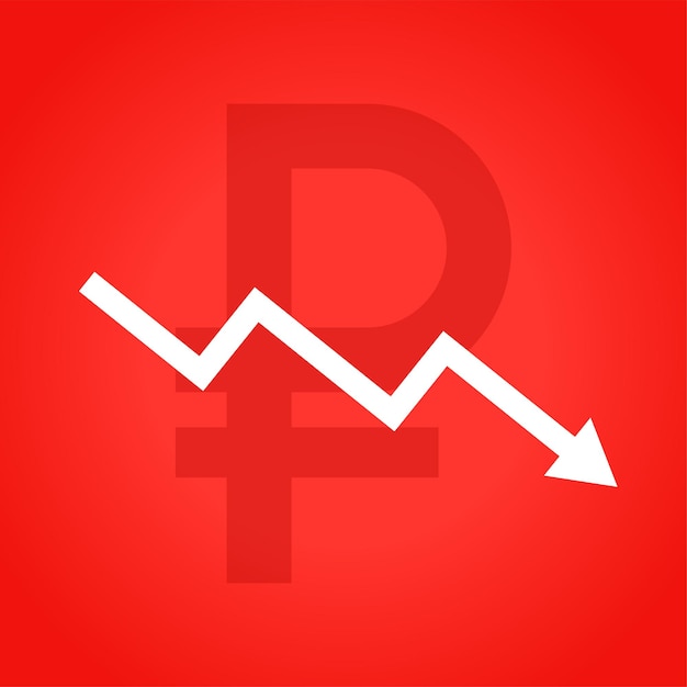 Downward arrow of ruble falling