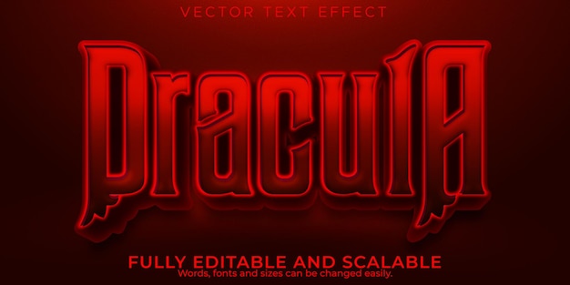 Free Vector dracula vampire text effect, editable horror and scary text style