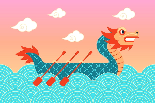 Dragon boat colorful wallpaper concept