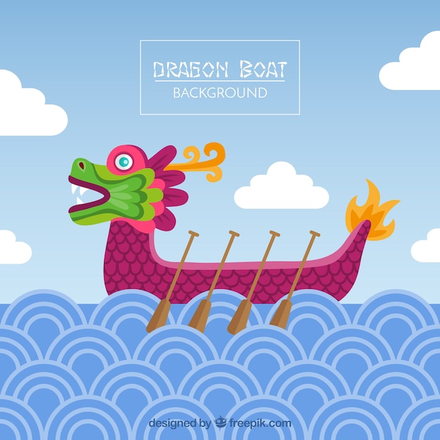 Free Vector dragon boat festival background in flat design