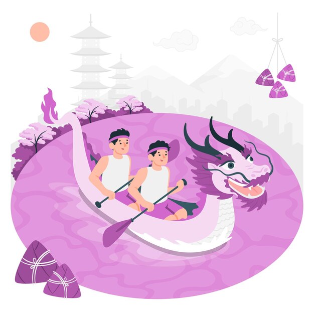 Dragon boat festival concept illustration