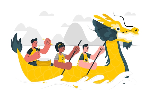 Dragon boat festival concept illustration