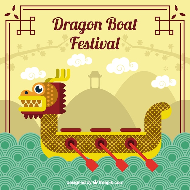 Free Vector dragon boat festival golden background