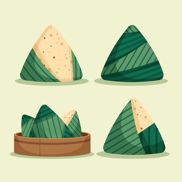 Free vector dragon boat's zongzi pack