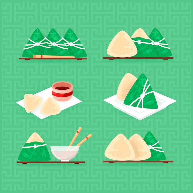 Free Vector dragon boat zongzi concept