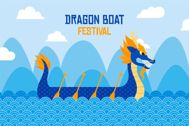 Free Vector dragon boats zongzi wallpaper design