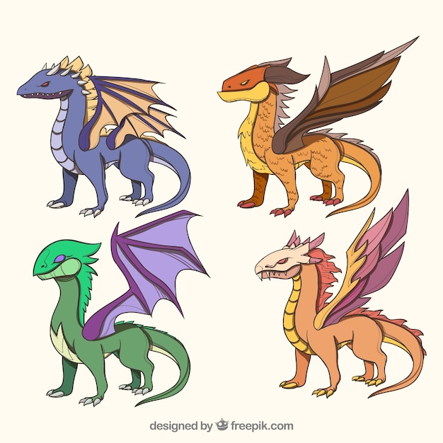 Free vector dragon character collection