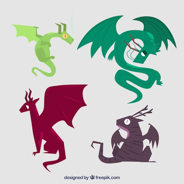 Free Vector dragon character collection 