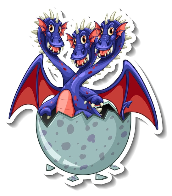 Free vector dragon egg hatching with three headed dragon