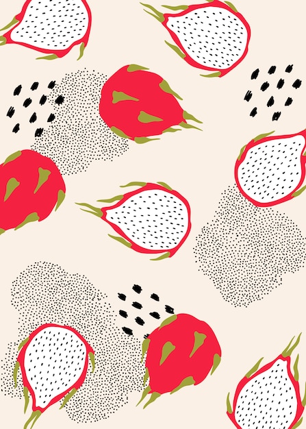 Free vector dragon fruit pattern