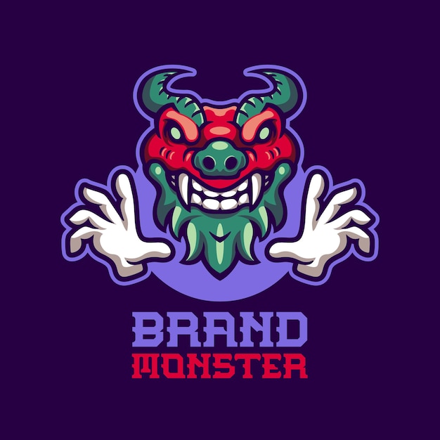 Free Vector dragon monster mascot logo template