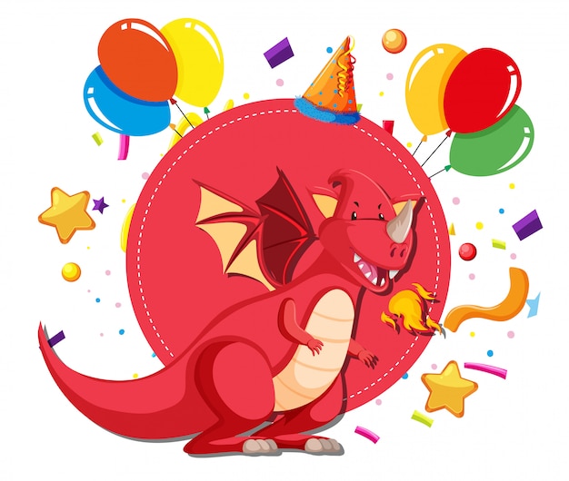 Free Vector a dragon on party template