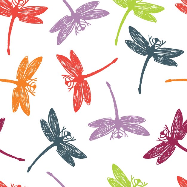 Dragonfly Colorful seamless pattern