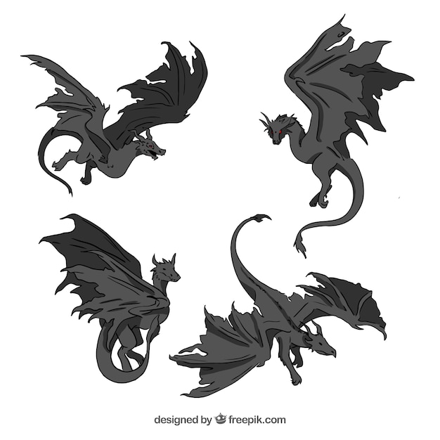 Dragons collection in black color