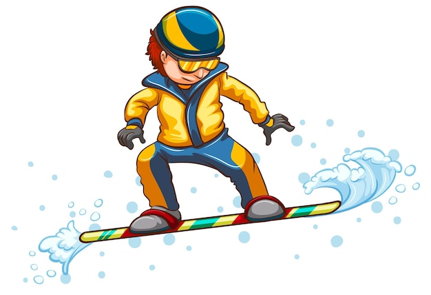 Free vector a drawing of a boy engaging in a wintersport activity